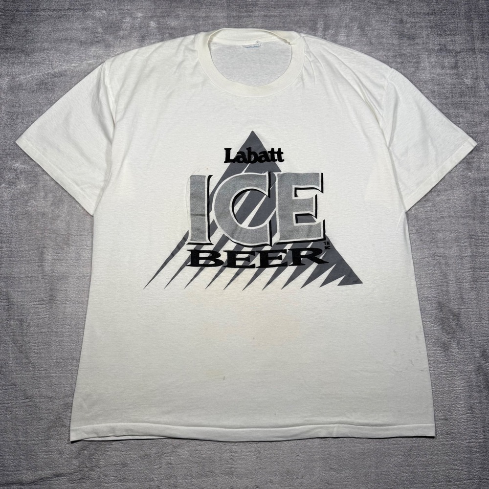 Labatt Ice Shirt Mens XL White Vintage 90s Beer Brewery Promo Single Stitch